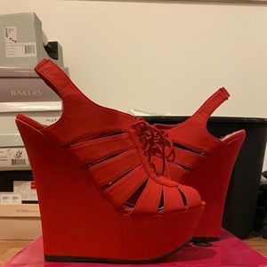 Red Platform Wedges